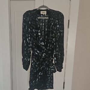 ba&sh Black and Blue Women's Mini Wrap Dress